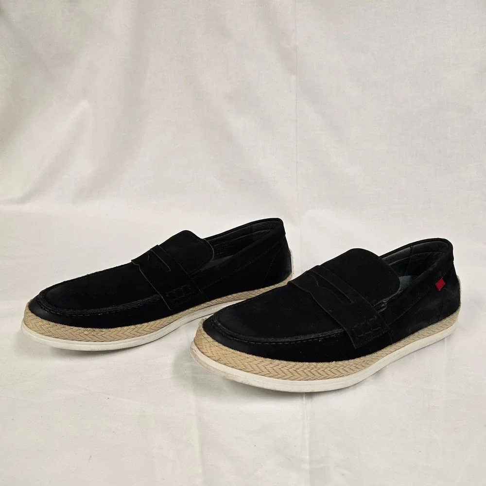 Marc Joseph New York Mens Black Suede Espadrille Penny Loafers‎ Handcrafted